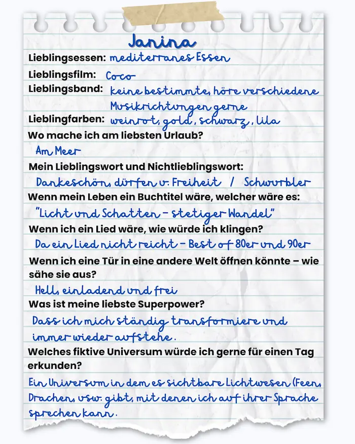 Facettenbuch unserer kreativen Seelen Janina